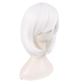 MapofBeauty 14 Inch /35 cm Female Models Medium Length Straight Hair Cosplay Bob Wig (White)