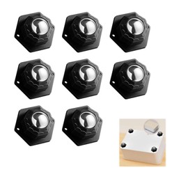 Self-Adhesive Swivel Caster Wheels (8 Pack) - Wheels for Furniture, 1 Inch Low Profile 40LB Universal Wheels for Storage Bins, Cabinets & Appliances (Black Hexagon - a Steel Ball, 8)