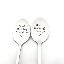 Grandma and Grandpa Gifts Good Morning Grandma Grandpa Spoon Gifts for Grandparents Anniversary Christmas Birthday Gifts for Nana Papa Fathers Day Mothers Day Gift