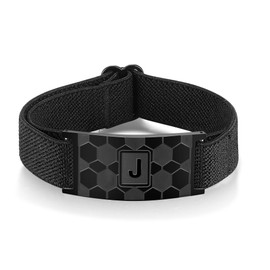 RUOOUY Soccer Initial Bracelet for Men Adjustable Elastic Nylon Wrist Stainless Steel A-Z Letter Bracelet Jewelry Soccer Gift for Men Teen(J)