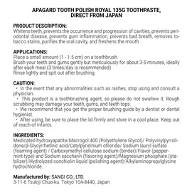 Apagard Tooth Polish Royal 135g toothpaste, Direct from Japan by Apagard