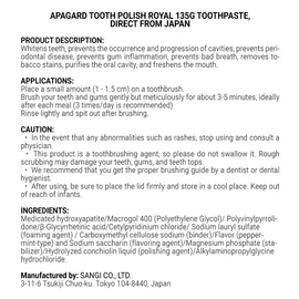 Apagard Tooth Polish Royal 135g toothpaste, Direct from Japan by Apagard