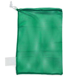 Champion Sports Mesh Sports Equipment Bag- Green, 12" x 18"- Multipurpose, Nylon Drawstring Bag w/ Lock and ID Tag, for Sports Equipment, Balls, Swimming Gear - Breathable Stuff Sack