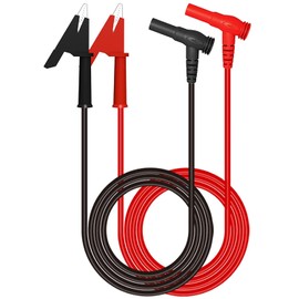 Greluma Pack of 2 Multimeter Test Leads, Banana Plug Right Angle to Alligator Clips, Soft Test Cable Wires for Electrical Testing, 3.3 Feet / 1 m