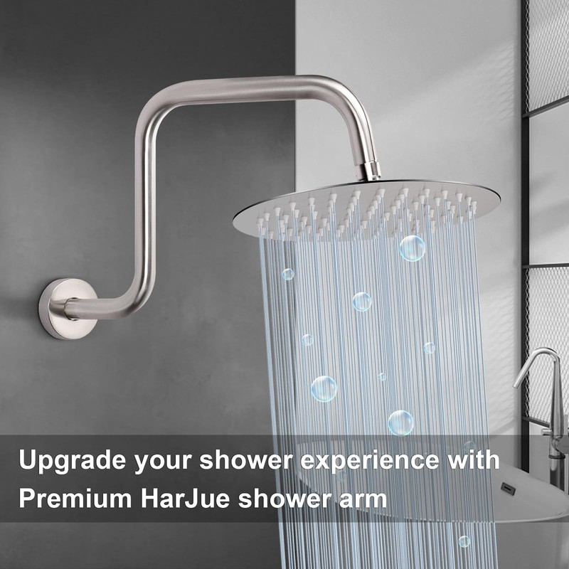 HarJue S Shaped Shower Arm, High Rise Shower Head Extension