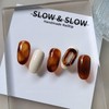 [Fall Discount]Pumpkin Marble NailPosition can be changed - Short Nose