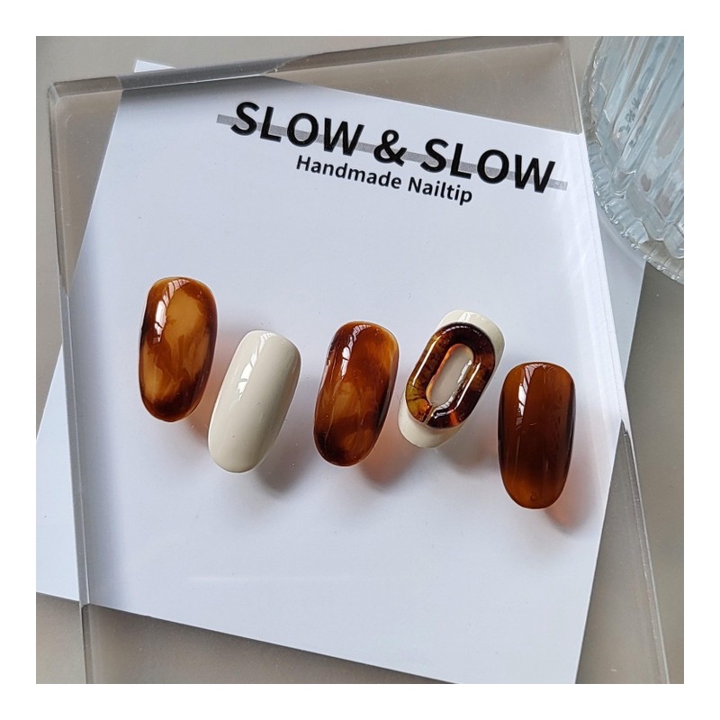 [Fall Discount]Pumpkin Marble NailPosition can be changed - Short Nose