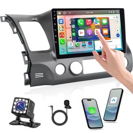 10" Wireless& Wired Car Stereo, HD Touchscreen with CarPlay & Android Auto for Honda Civic 2006 2007 2008 2009 2010 2011 Compass Android 13.0 GPS Navi WiFi, Backup Camera/Bluetooth/GPS 2GB +32GB