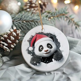 Panda Ornaments for Christmas Tree, Panda Christmas Ornaments - Panda Decor - Gifts for Panda Lovers, Panda Gifts for Women Men - Ceramic Ornaments