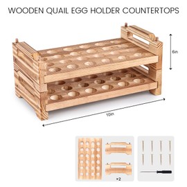 LOVEINUSA 2PCS Wooden Quail Egg Holders, Countertop Quail Egg Storage Trays Quail Egg Container Rack Stackable with 24 Slots