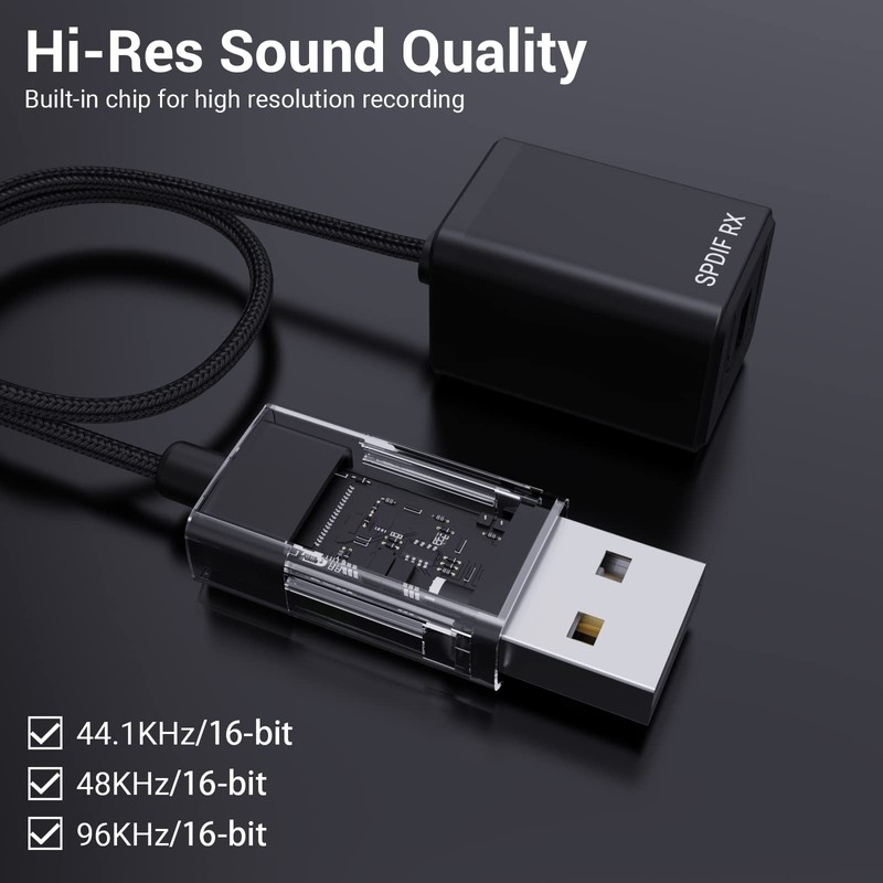 Cubilux USB A SPDIF Input Adapter for PC [Stereo Recording