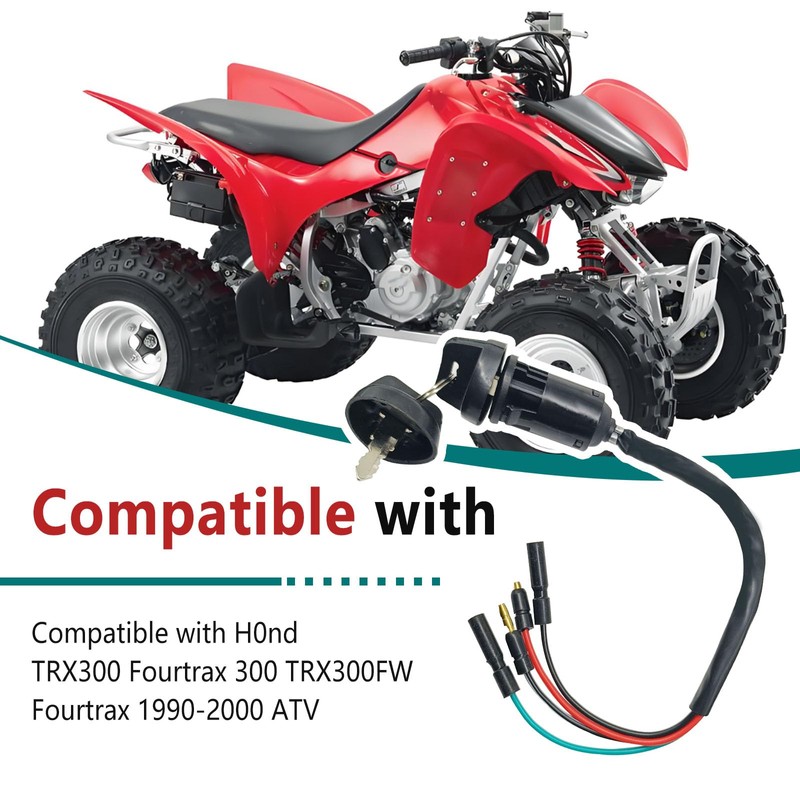 SYudwen Ignition Switch with Key, Compatible with Honda TRX300 Fourtrax