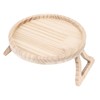 Clip On Tray Natural Bamboo 9.8in Round Home Couch Sofa