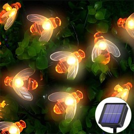 Solar Garden Lights Outdoor Waterproof, 50LED Bumble Bee Solar Fairy Lights, 24Ft 8 Modes Waterproof Outdoor Solar String Lights,Decorative Lights for Garden,Lawn,Patio,Party,Christmas,Holiday