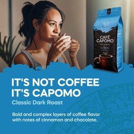 Cafe Capomo Coffee Alternative, Maya Nut Herbal Coffee Substitute, Caffeine & Acid Free Coffee Replacement, Classic Dark Roast, 11 oz., 25 Years of Premium Service