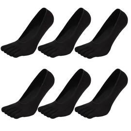 Ladies Womens Low Cut No Show Toe Socks Five Finger Cotton Crew Socks 6 Pack