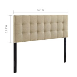 Modway Lily Tufted Linen Fabric Upholstered Full Headboard in Beige