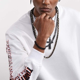 ChainsHouse Mens Chain Cuban Bracelet for Men Women Stainless Steel Black Plated Bracelets Curb Chains Link 8mm 19cm