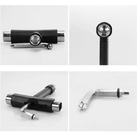 POFET 2pcs All-In-One Skate Tools Multi-function Portable Skateboard T Tool Accessory with T-type Allen Key and L-type Phillips Head Wrench Screwdriver