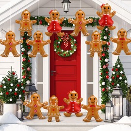 Leyndo 12 Pieces Inflatable Christmas Gingerbread Man Outdoor Decorations Christmas Gingerbread Man Inflatable Hanging Ornaments Blow up PVC Ornaments for Home Yard Party Supplies