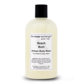 The Soap Exchange Body Wash - Beach Bum Scent - Hand Crafted 12 fl oz / 354 ml Natural Artisan Liquid Soap for Hand, Face & Body, Shower Gel, Cleanse, Moisturize, & Protect. Made in the USA.