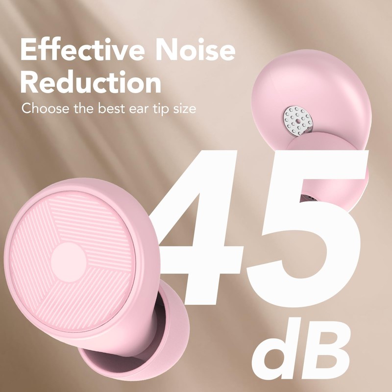 Ear Plugs for Sleeping, 45dB Hearing Protection, Noise Reducing, Pink