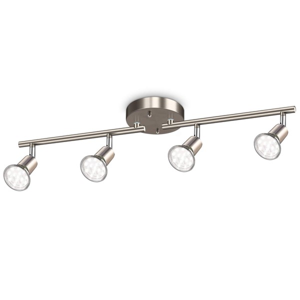 Ascher 4-Light LED Track Lighting Kit, Flexibly Rotatable Light Heads,