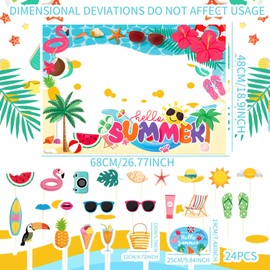 Summer Party Photo Booth Props Frame Pool Party DecorationsSummer Party Supplies Luau Summer Decor Tropical Hawaiian Birthday Photo Booth Props