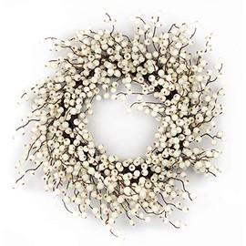 Water Resistant Berry Stunning Door Wreath on Grapevine (Shiny Cream Berry)