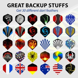 kuvanspok Standard Dart Flights Sets 30 Sets 90 pcs Durable Replacement Dart Accessories Parts Supplies, Rich Variety of Designs Tail Wing