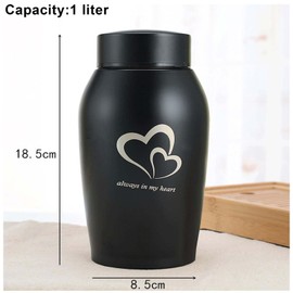 ZHYUAN Stainless Steel Pet Urn, Urn for Dogs and Cats, Pet Memorial Urn, Portable Pet Urn, Stainless Steel Animal Urn, Suitable for Dogs, Cats and Other Small Animals (Black)