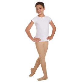 Body Wrappers Boys Cut and Sewn Convertible Foot Dance Tight (B90) Nude, 9-10