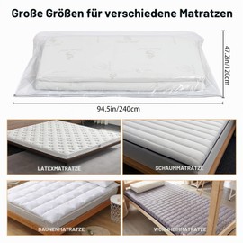 Vacuum Bags for Mattresses 240 x 120 cm, Vacuum Sealed Bags for Storage of Mattresses, Mattresses, Vacuum Bags for Foam Gel Latex Mattresses, Vacuum Mattress Bag for Moving