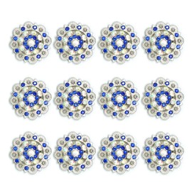 ABCD MarryAcc Berry Conchos with Screws Metal Flower Rhinestone Conchos 12 Pieces (Color 12)