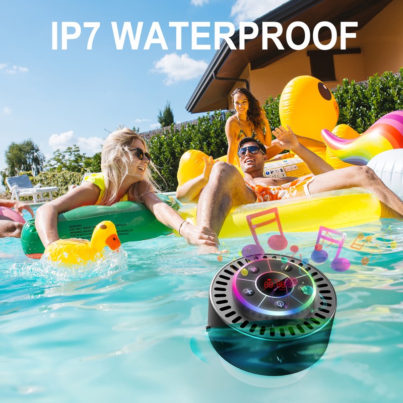 IPX7 Waterproof Bathroom BT Speaker Dustproof Shockproof LED Time Display