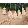 Christmas Tree Ornament Set - Mini Wooden Christmas Tree Decorations,