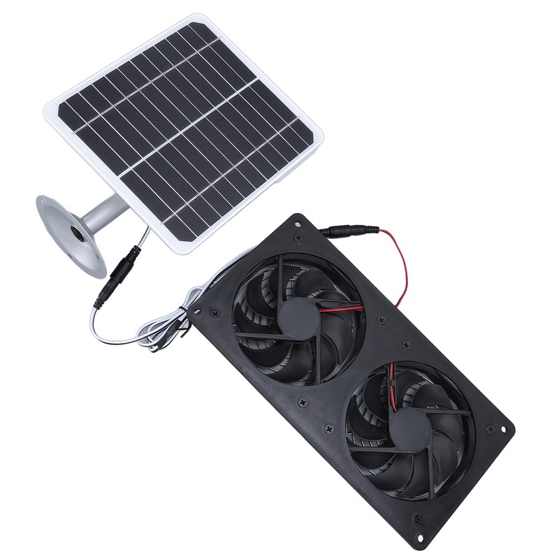 20W Solar Panel Solar Powered Dual Exhaust Fan Kit for