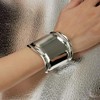 Bangle Bracelet for Women Wide Grooved Cuff Bracelets Chunky Bracelet