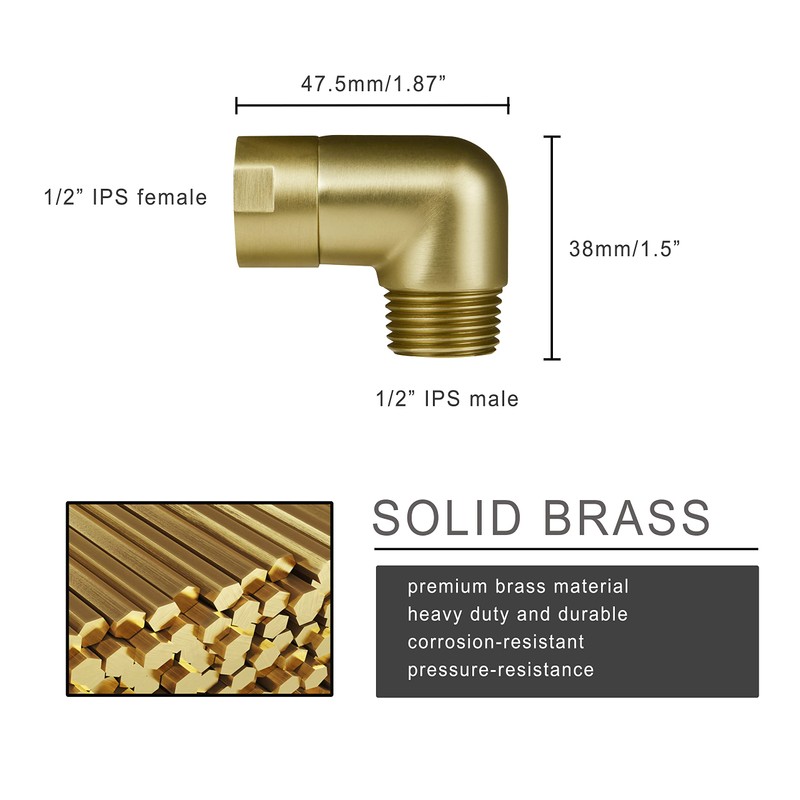Solid Brass Shower Elbow Adapter for Shower Head, 90 Degree
