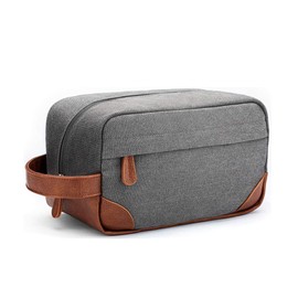 Epzia Large Hanging Toiletry Bag for Men and Women, Water Resistant Travel Dopp Kit, 10 Inch Canvas Shaving Bag for Toiletries Accessories, Mens Toiletry Bag,Grey Travel Makeup Cosmetic Bag