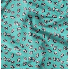 Soimoi Leaves Print - Blue, Canvas Fabric Material - 56 Inch Wide, 1 Meter, Unstitched Fabric For Upholstery, Bags, Workwear And Outdoor Gear.