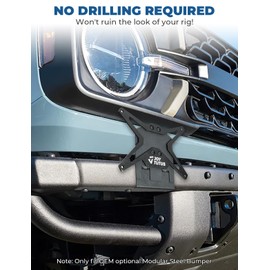 Front License Plate Frame Compatible with 2021-2023 Bronco, JoyTutus Adjustable License Plate Holder for Modular Steel Bumper, Heavy Duty Steel License Plate Mount, Black