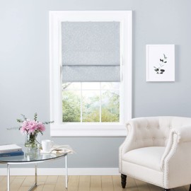 Exclusive Home Bolan Botanical Total Blackout Roman Shade, 34"x 64", Silver