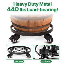 AMAGABELI GARDEN & HOME Plant Caddy with Wheels Heavy Duty 14“ 2 Pack Rolling Plant Stand Plant Dolly Iron Wheeled Lockable Casters Round Pot Mover Rollers Indoor Outdoor Planter Trolley Metal