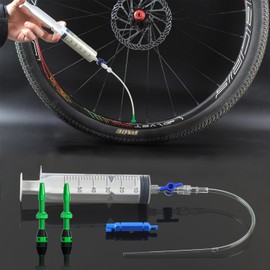 Shredr. Tubeless Valve Set, Green, Complete Set Including Tubeless Syringe, Super Light Aluminium, Army Green Anodised French Valve Presta, 44 mm for MTB Rims