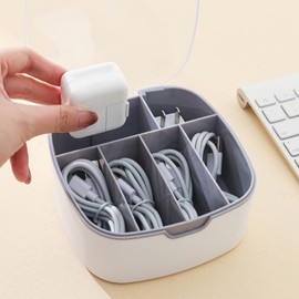 Qukaim Cable Management Box Cable Organiser Box, Plastic Power Strip Holder, Desk Cable Storage Box for Messy Cables, Wire Management, 30 x 10 x 10 cm, White