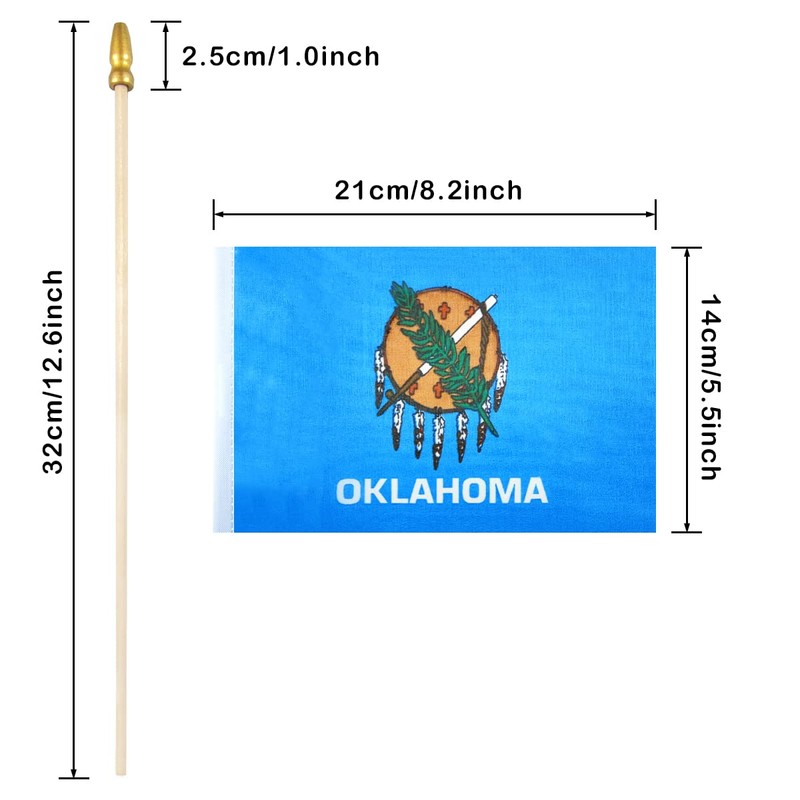 Newperlite Oklahoma Stick Flag Small Mini Hand Held Flags -