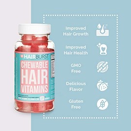 HAIRBURST Chewable Hair Vitamins for Faster Hair Growth, Gummy Vitamins with Biotin for Hair for Stronger, Longer, Thicker Hair, Hair Vitamins for Women and Men, 60 gummies