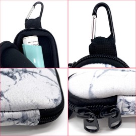 Asthma Inhaler Holder Neoprene Protective Case Portable Carry Bag Travel Inhaler Mini Case Sleeve for L-shaped Inhaler, Inhaler Not Included, Marble White