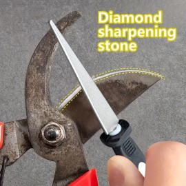 High-Quality Diamond-Coated Sharpening Files, Suitable for Scissors, Knives, and Tools - Double-Sided Flat and Curved Designcolor: Black 1pc, size: 14*1.2cm
